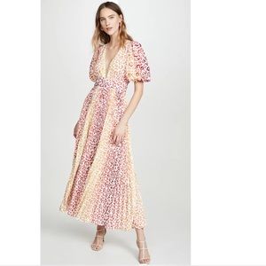 ROCOCO SAND Avana Leopard Print Pleated Maxi Dress S
